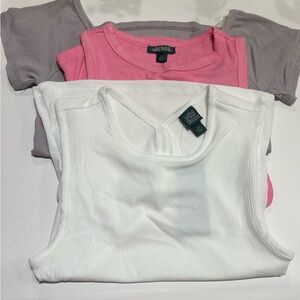 Women's Ribbed Tank Top - White, Pink, Gray size XS bundle of 3 tanks NWT